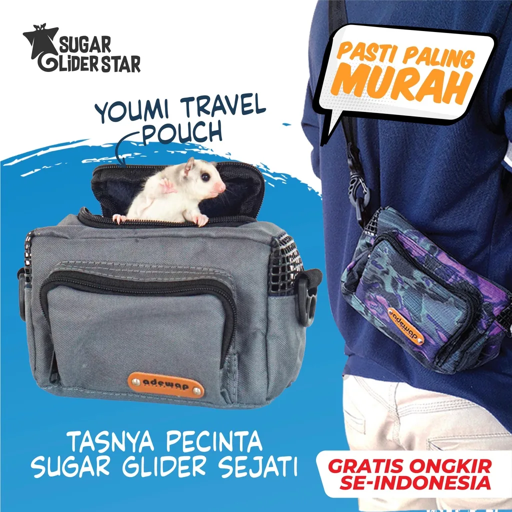 SUGAR GLIDER STAR Travel Pouch YOUMI Tas Selepang Sugar Glider