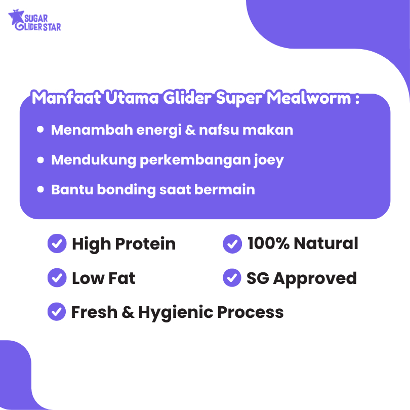 SUGAR GLIDER STAR Ulat Jerman Kering Cemilan Sugar Glider