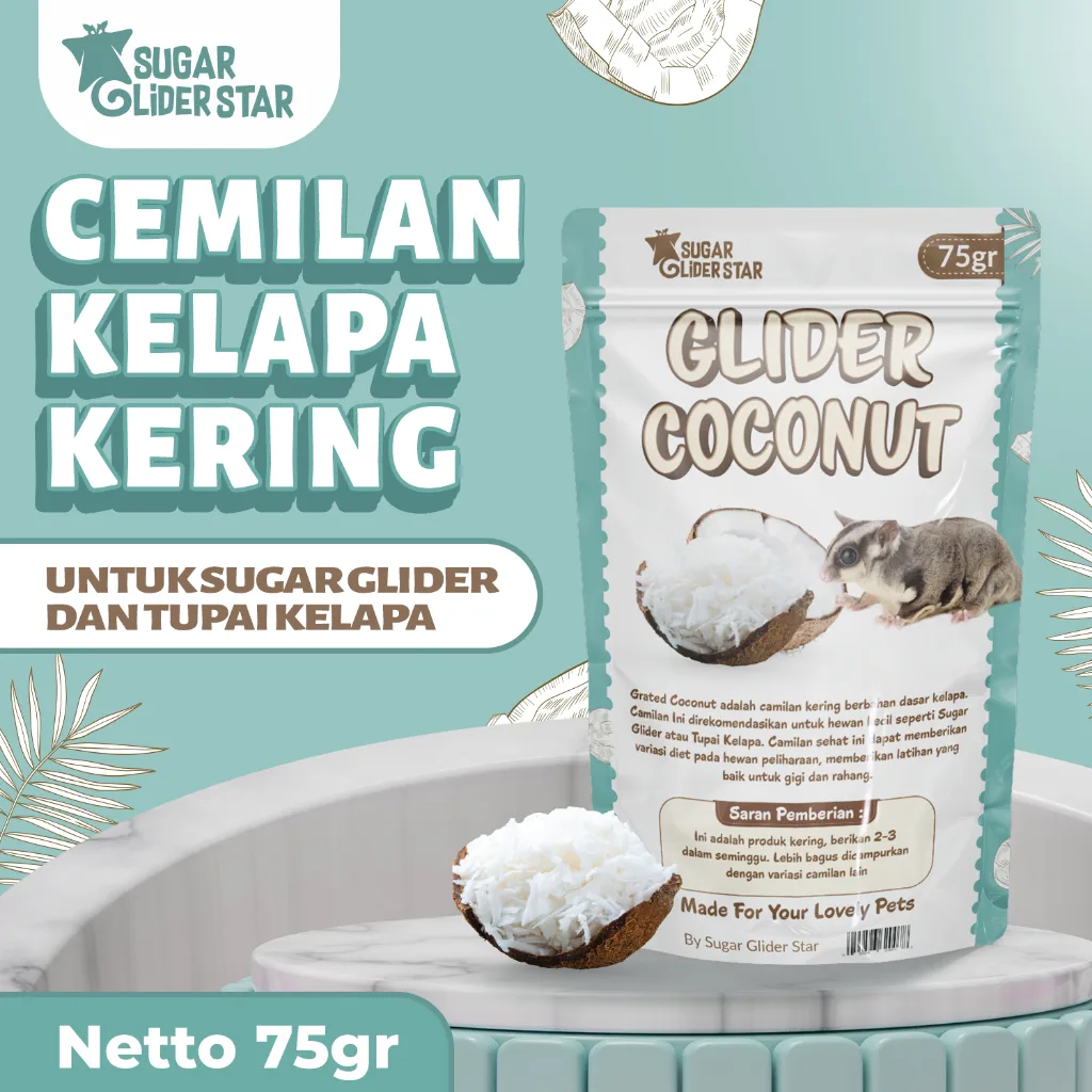 SUGAR GLIDER STAR Glider Coconut Cemilan Buah Kelapa Kering Sugar Glider