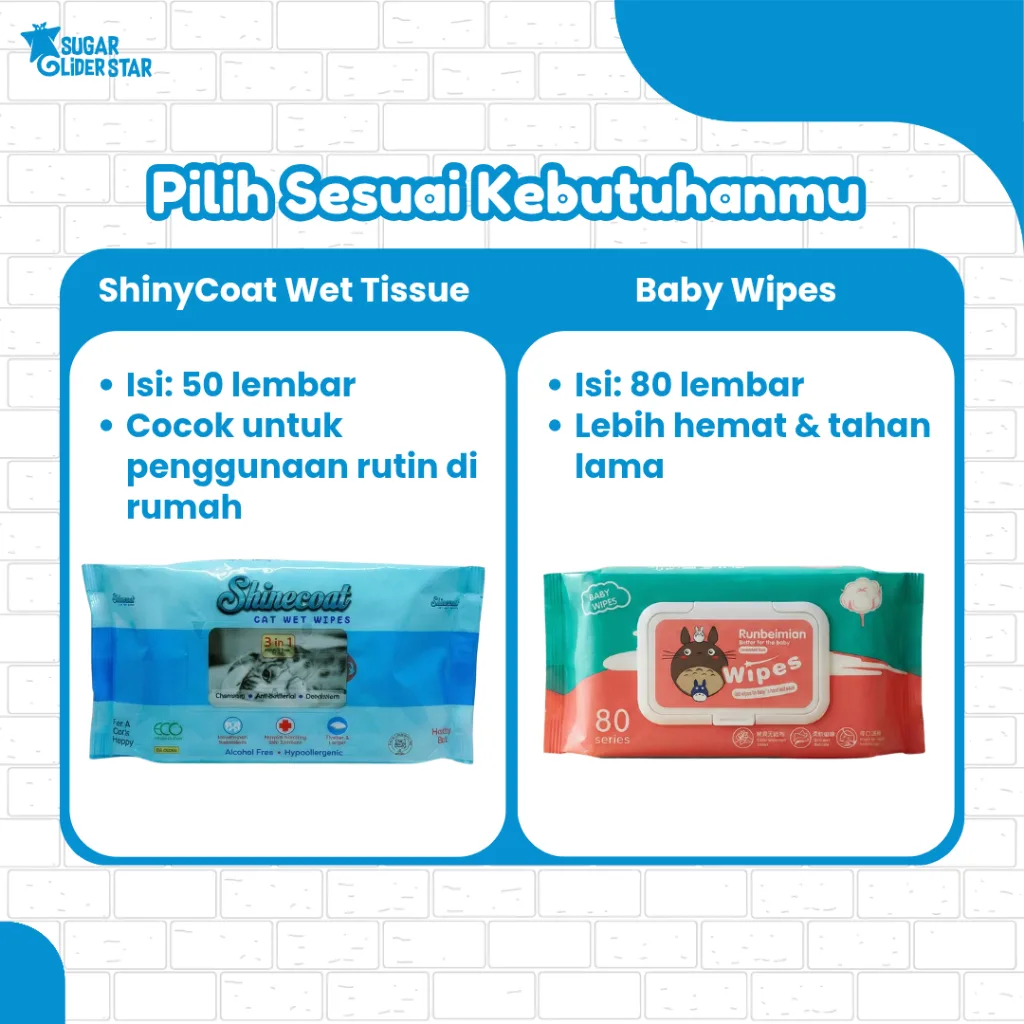 SUGAR GLIDER STAR Tisu Basah Hewan Shinecoat Non Alkohol