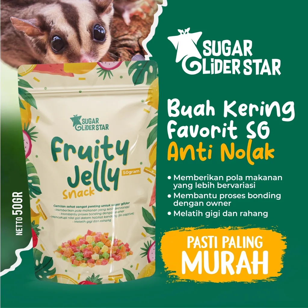 SUGAR GLIDER STAR Fruity Jelly Snack Cemilan Buah Sugar Glider - 50GR
