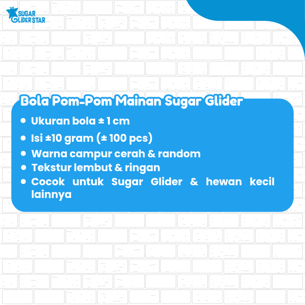 Pom Pom Mainan sugar glider tupai burung landak mini hias kandang