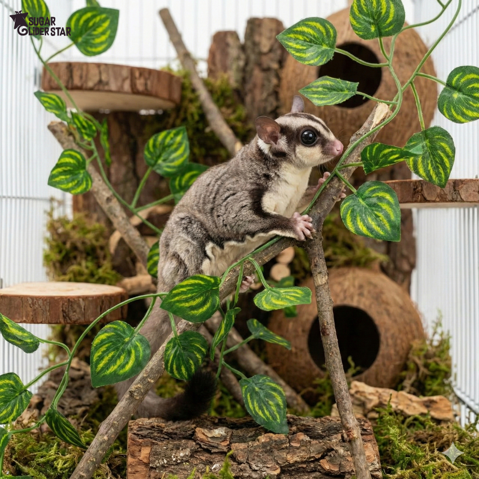 SUGAR GLIDER STAR Daun Ranting Plastik Hiasan Kandang Hewan 1 meter