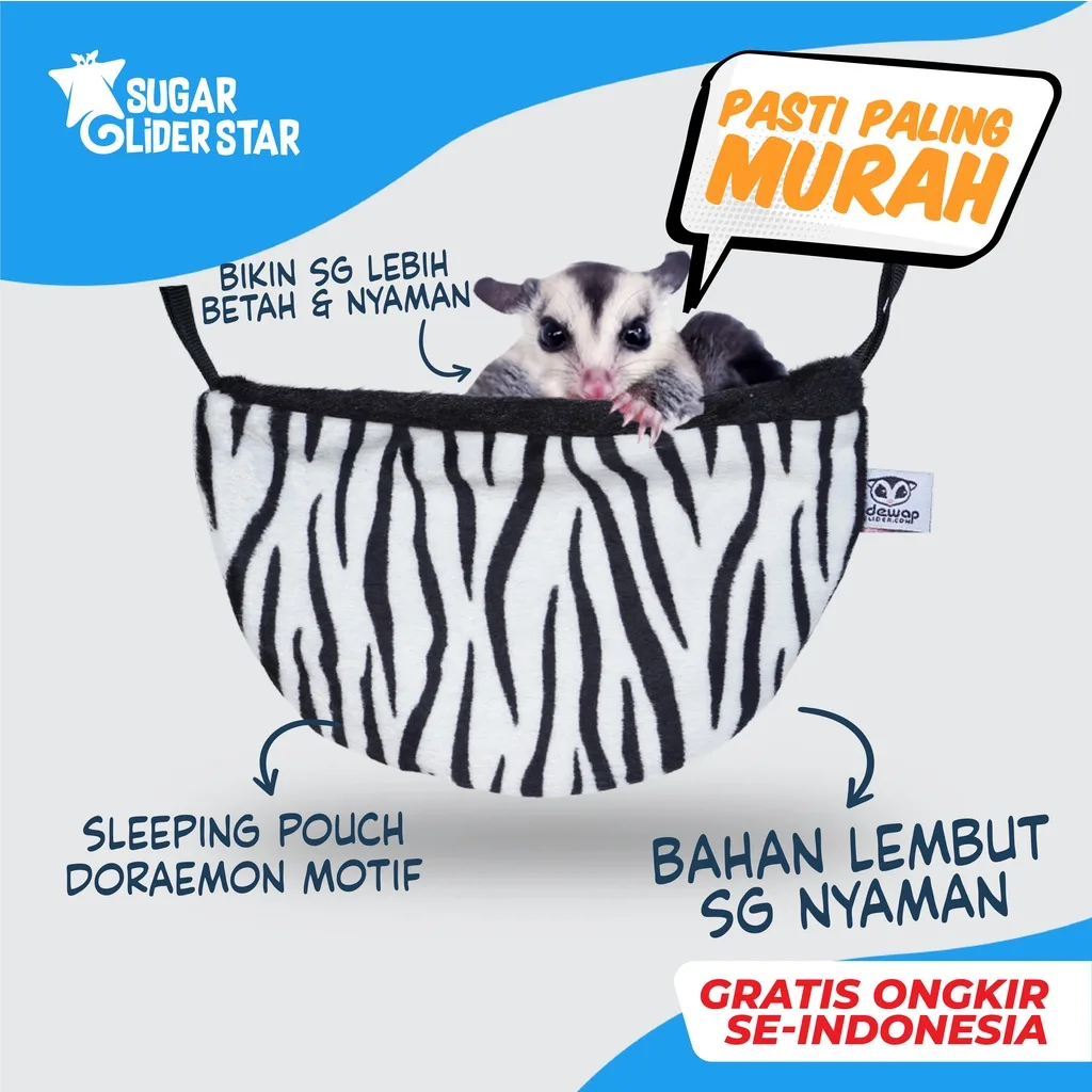 SUGAR GLIDER STAR Sleeping Pouch Model Doraemon Motif Tempat Tidur Sugar Glider