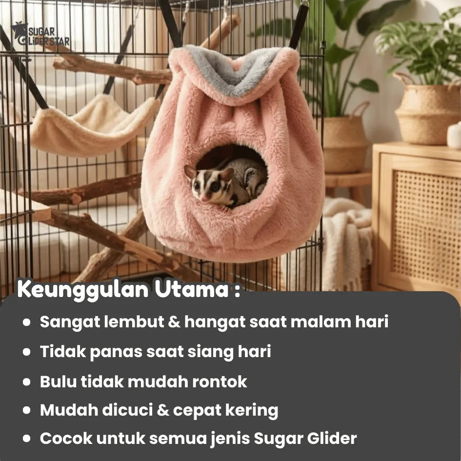ADEWAP GLIDER Sleeping Pouch Candy Bag Tempat Tidur Sugar Glider - Motif