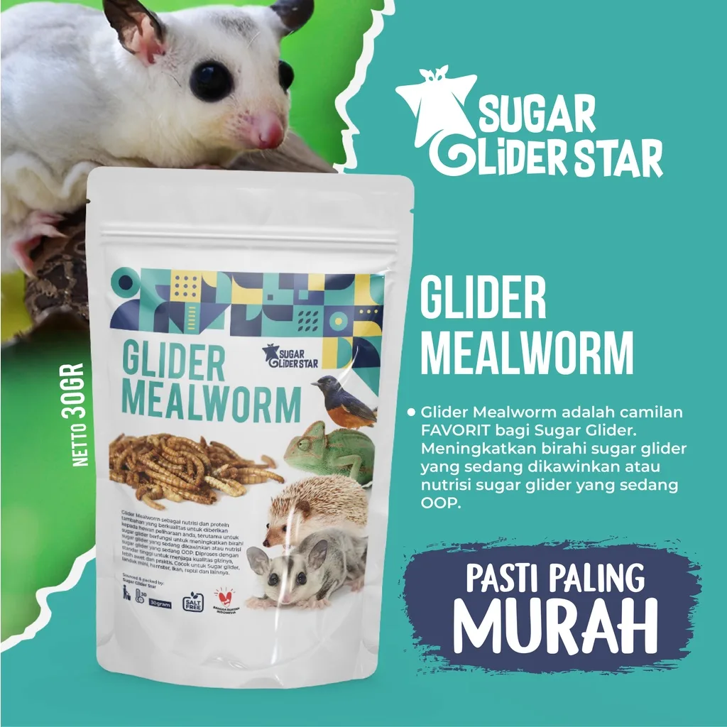 SUGAR GLIDER STAR Ulat Hongkong Kering Makanan Cemilan Hewan Sugar Glider 40gr