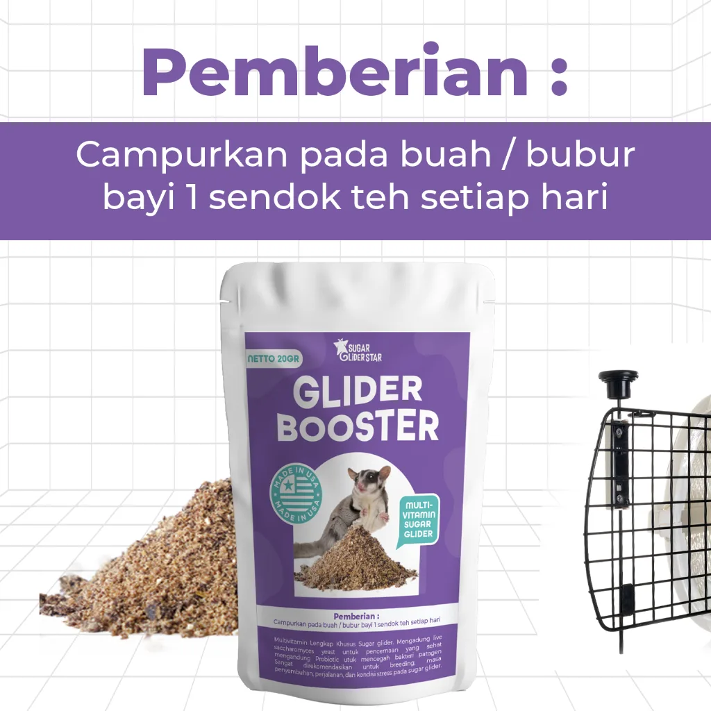 ADEWAP GLIDER Glider Booster Sugar Glider Probiotic & Saccharomyces For Over Grooming - 50 Gr