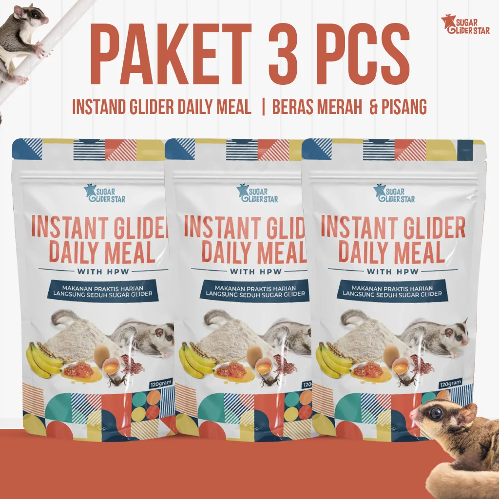 SUGAR GLIDER STAR Paket 3x Instant Daily Meal Nutrition Max Makanan Bubur Sugar Glider