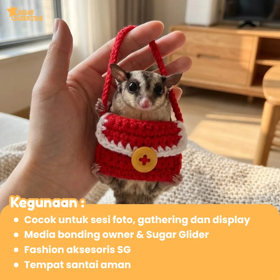 ADEWAP GLIDER Tas Selempang Rajut Sugar Glider Aksesoris Lucu