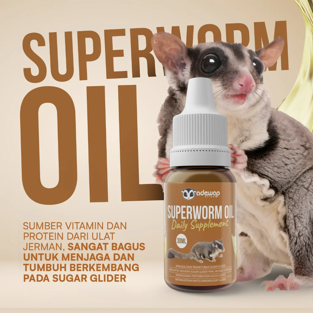 ADEWAP GLIDER SuperWorm Oil Minyak Ulat Jerman Daily Supplement For Sugar Glider - 30ML