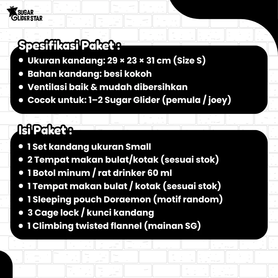 ADEWAP GLIDER Paket Hemat 7! Kandang Small Perlengkapan Pemeliharaan Sugar Glider