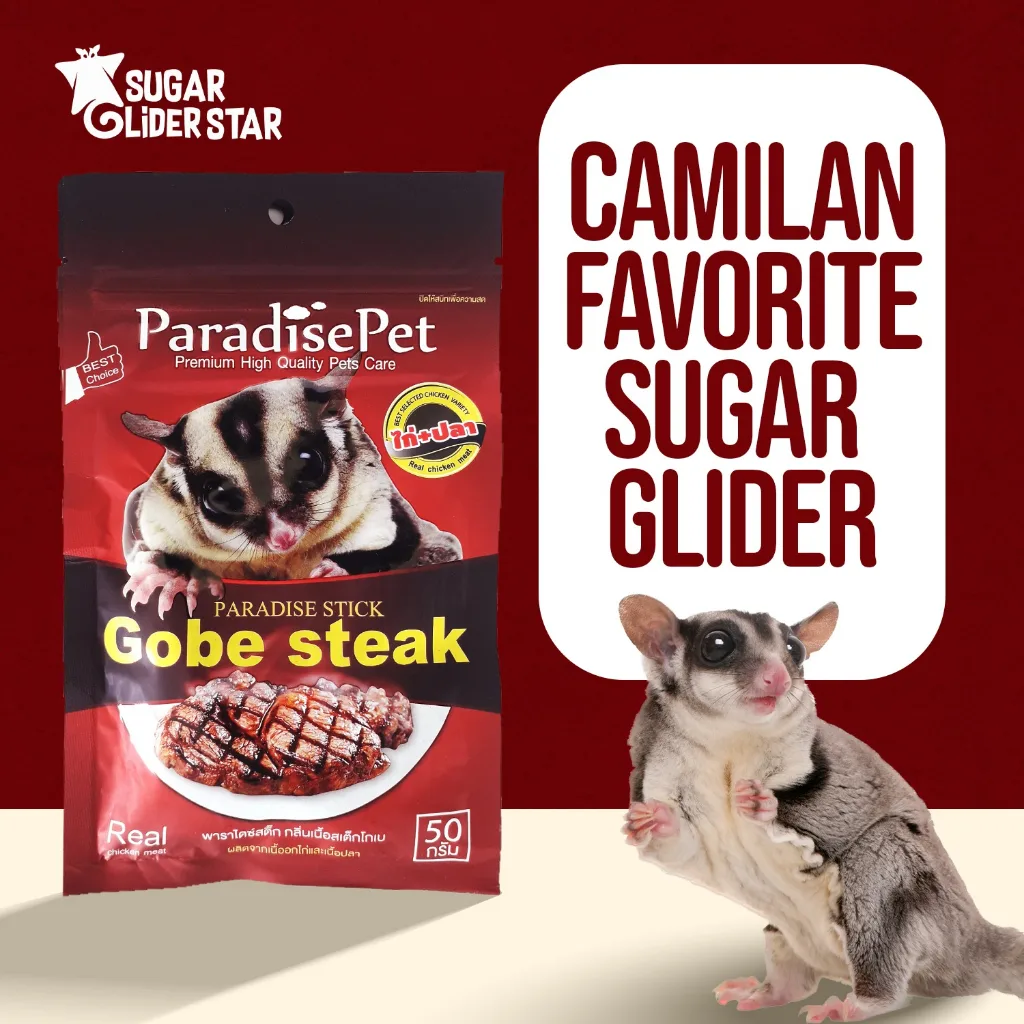 SUGAR GLIDER STAR Gobe Steak Makanan Import Cemilan Sugar Glider 50gr