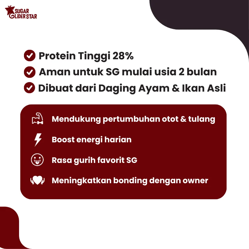 SUGAR GLIDER STAR Gobe Steak Makanan Import Cemilan Sugar Glider 50gr