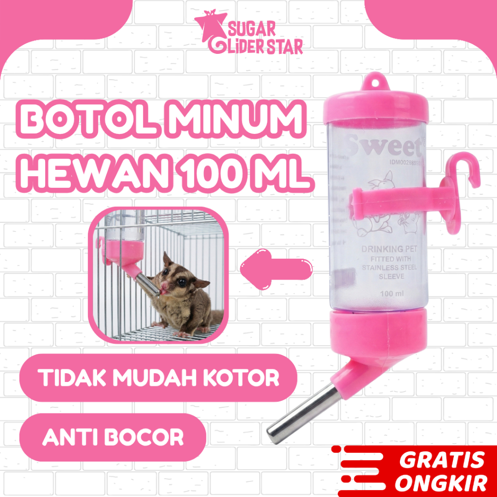 SUGAR GLIDER STAR Botol Minum Hewan Anti Bocor 100ml Sugar Glider