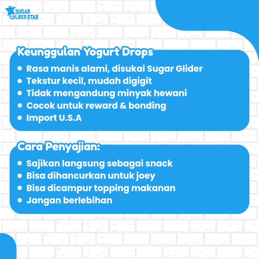 SUGAR GLIDER STAR Yogurt Drops Snack Susu Cemilan Sugar Glider Import USA