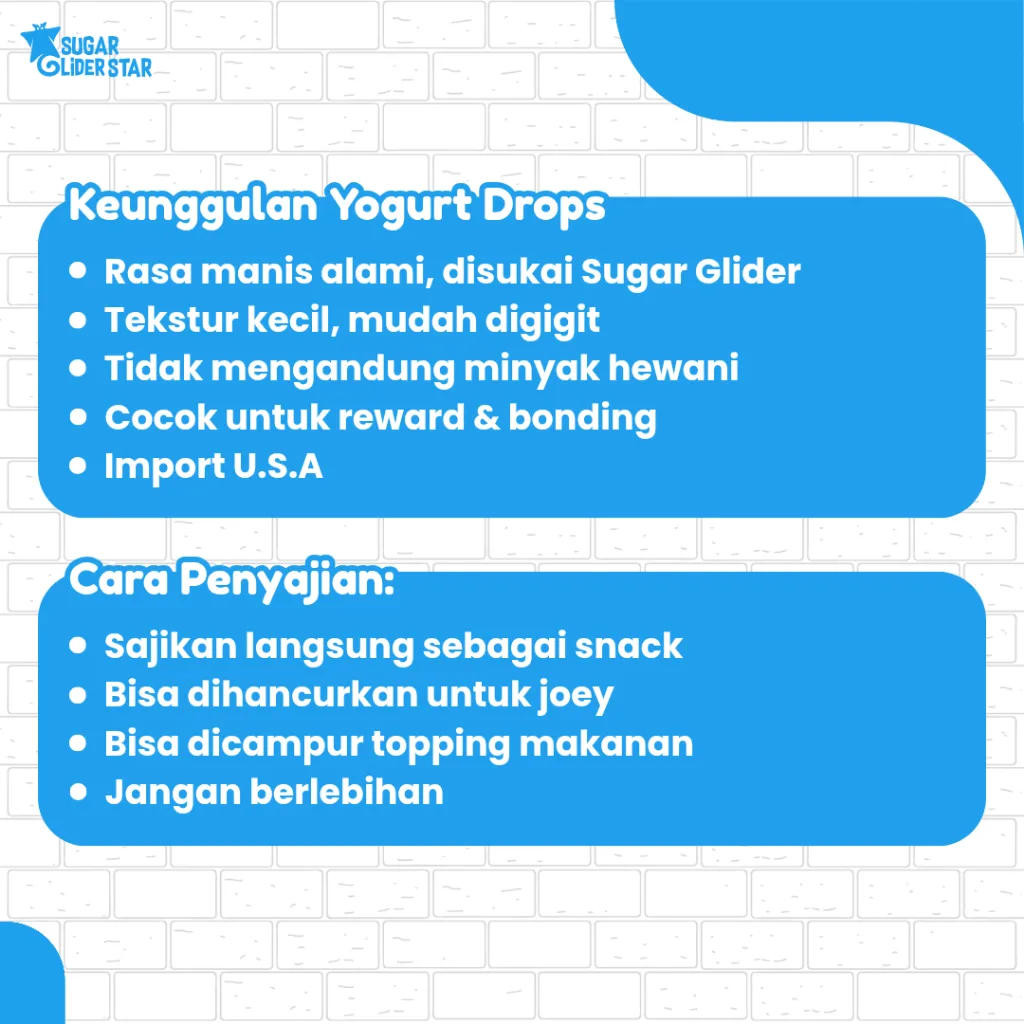 SUGAR GLIDER STAR Yogurt Drops Snack Susu Cemilan Sugar Glider Import USA