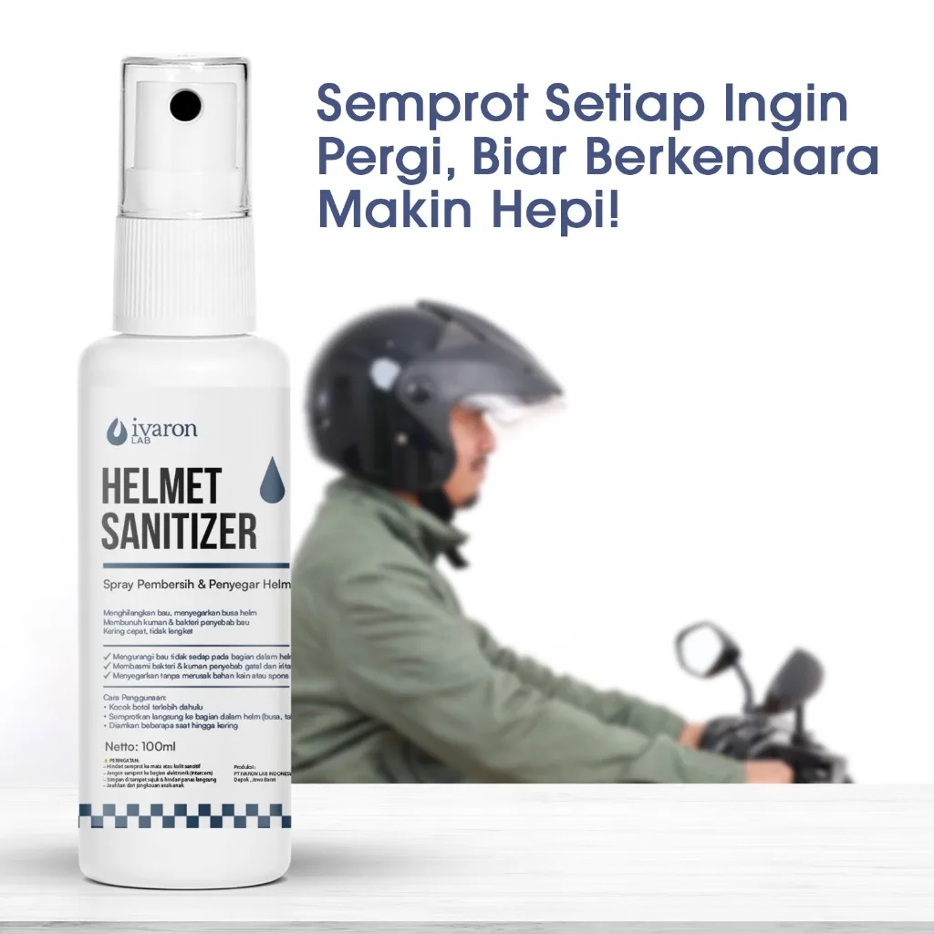 IVARON Helmet Sanitizer Pembersih Penyegar Helm Anti Bau Bakteri Aman Untuk Busa Helm & Cepat Kering
