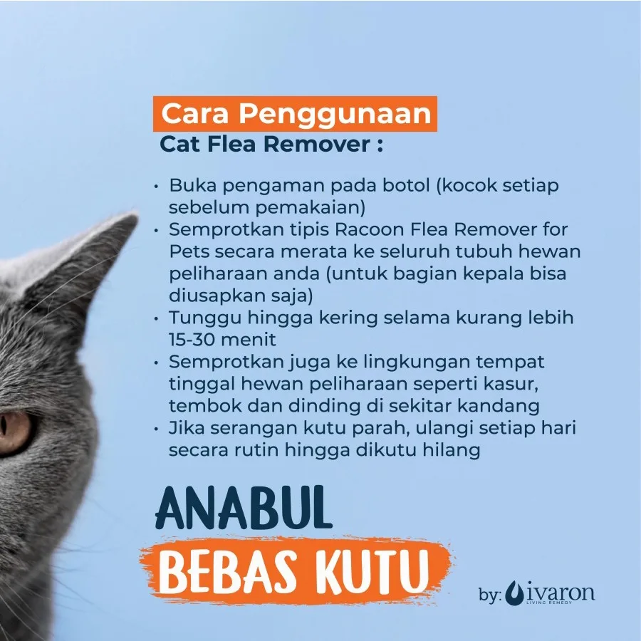 IVARON Obat Kutu Kucing Spray Flea Remover Pembasmi Kutu Hewan Aman Jika Terjilat 250ml