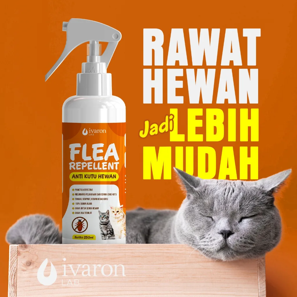IVARON Obat Kutu Kucing dan Anjing Anti Kutu Hewan Flea Repellent - Perlindungan Extra Untuk Hewan Peliharaan
