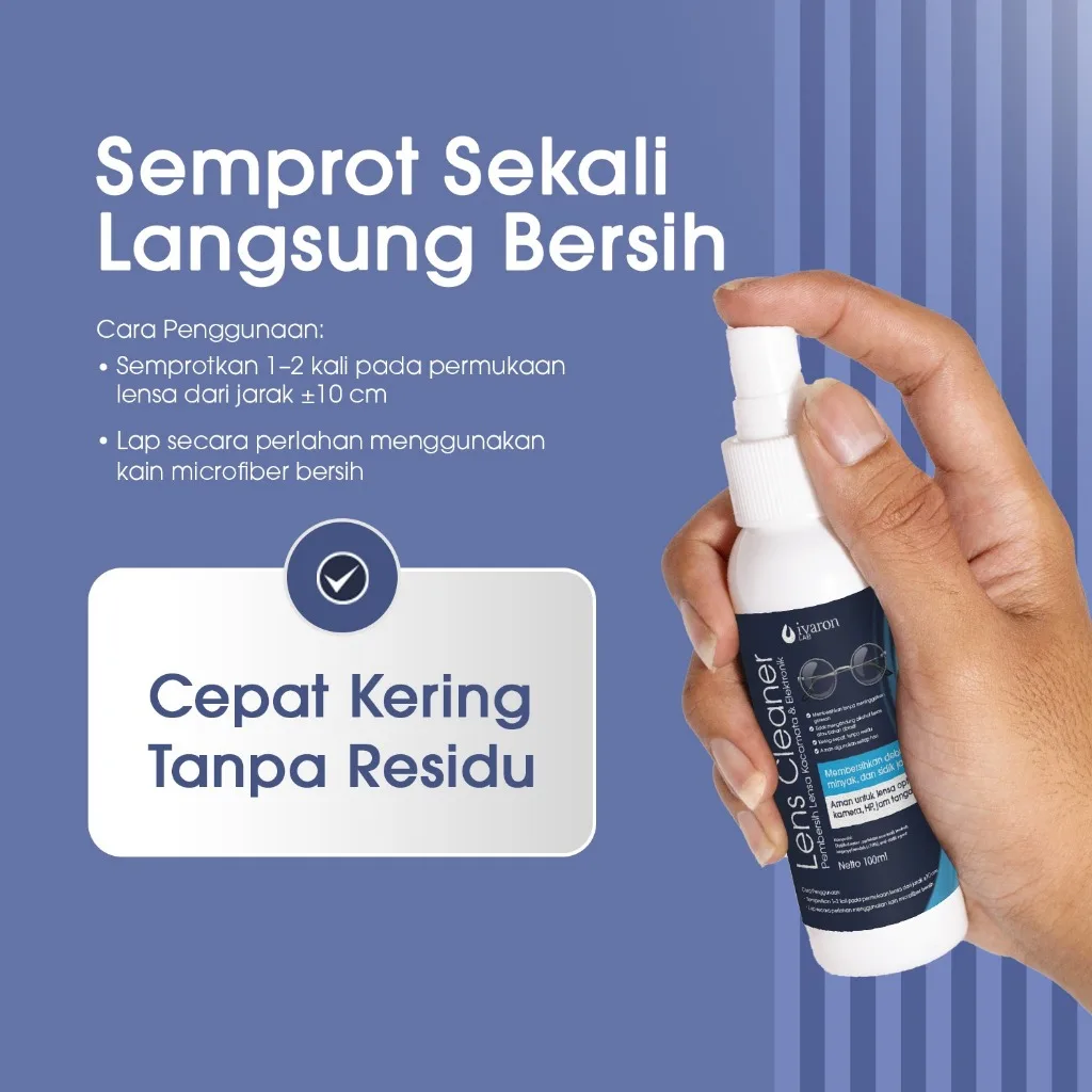 IVARON Lens Cleaner Pembersih Lensa Kacamata Kamera HP Jam Tangan Cepat Kering Tanpa Residu 100ML