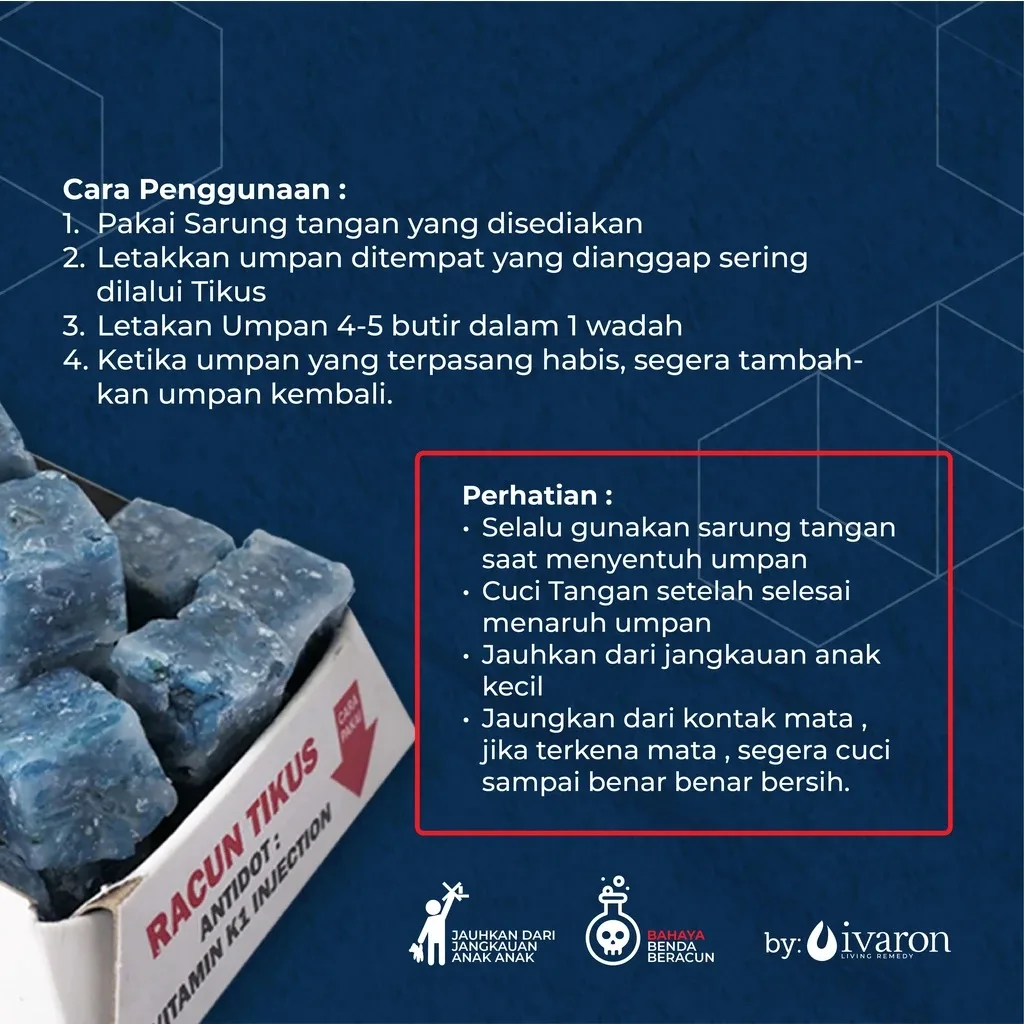 IVARON Paket Rat Killer Racun Tikus Mati Kering & Pembasmi Semut Serangga Kecoa