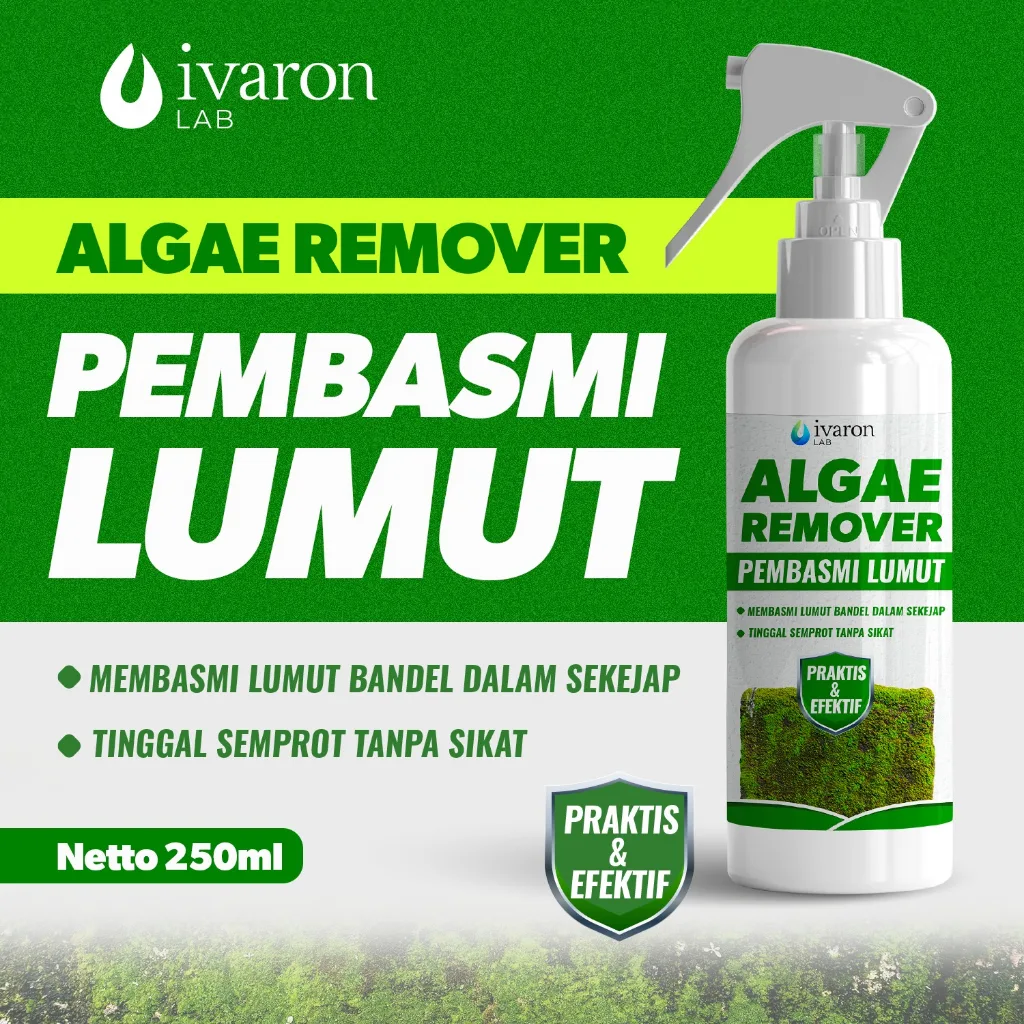 IVARON Paket Pembersih Lumut Lantai Semen Spray 250ml + Refill 250ml Anti Jamur dan Mold Algae Remov