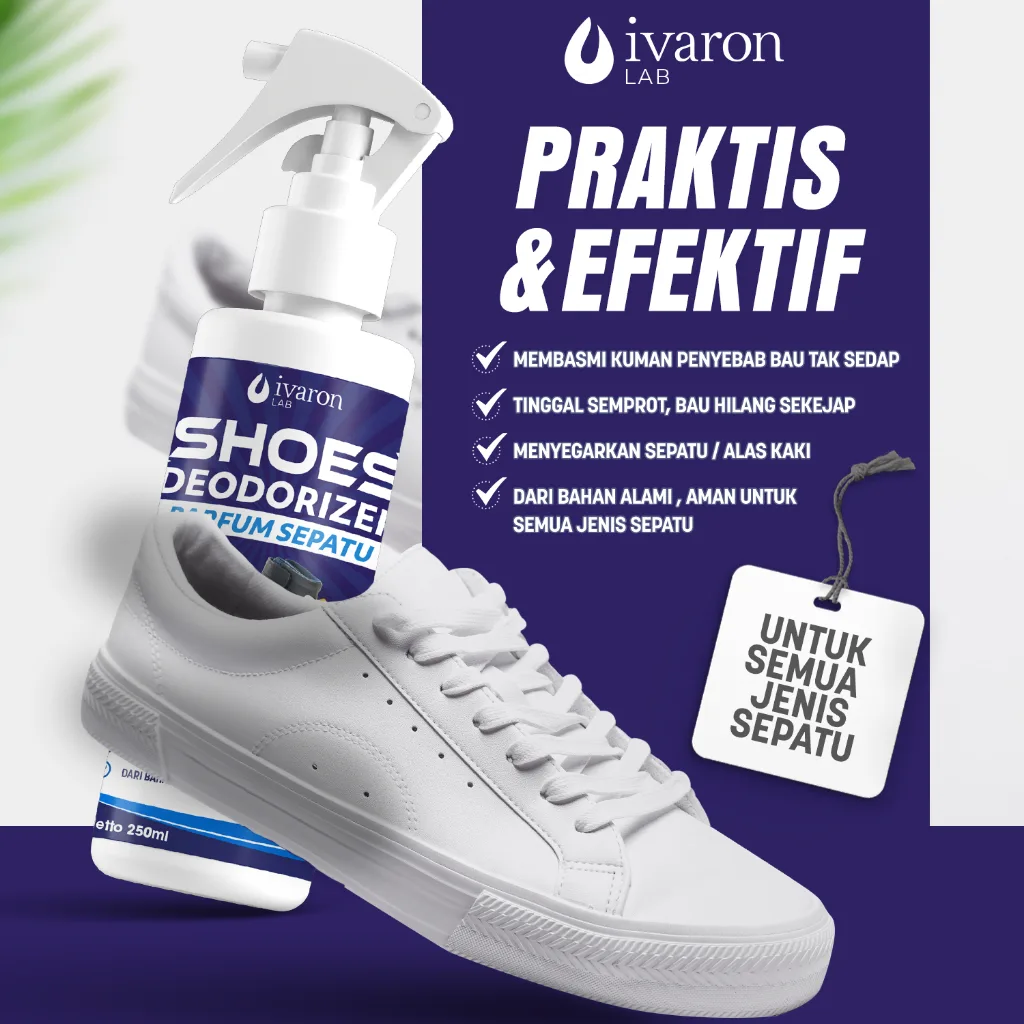 IVARON Parfum Sepatu Shoes Deodorizer Anti Bau Dan Bakteri Penghilang Kaki Pewangi Sepatu Foot Spray