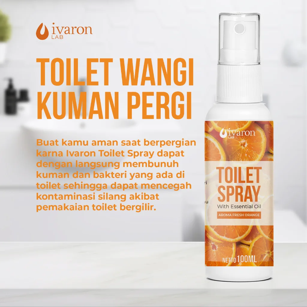 IVARON Toilet Spray Fresh Orange Penghilang Bau Toilet Kamar Mandi Anti Bakteri Wangi 100ml