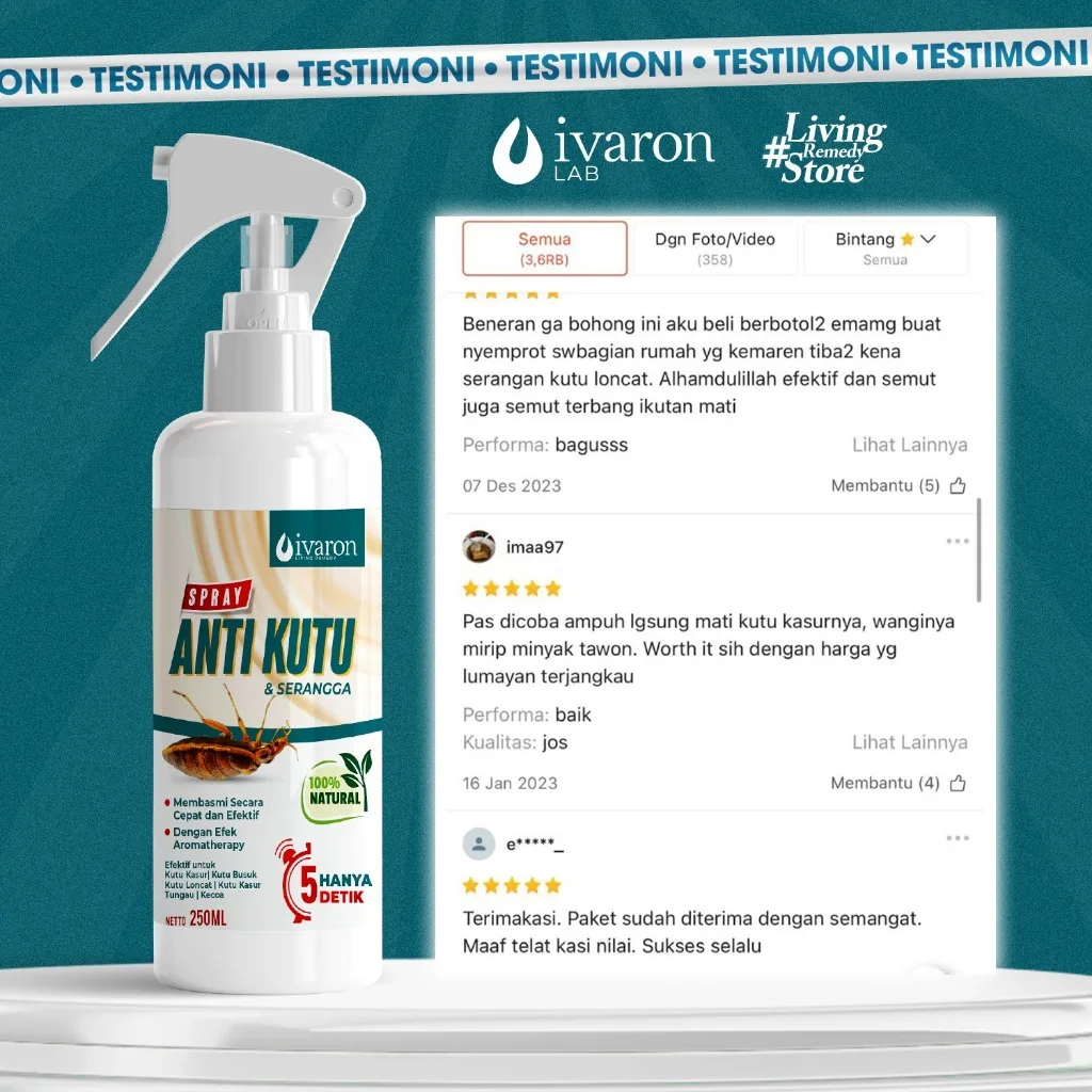 IVARON Pembasmi Kutu Kasur Refill 250Ml Obat Tungau Penghilang Semprotan Busuk