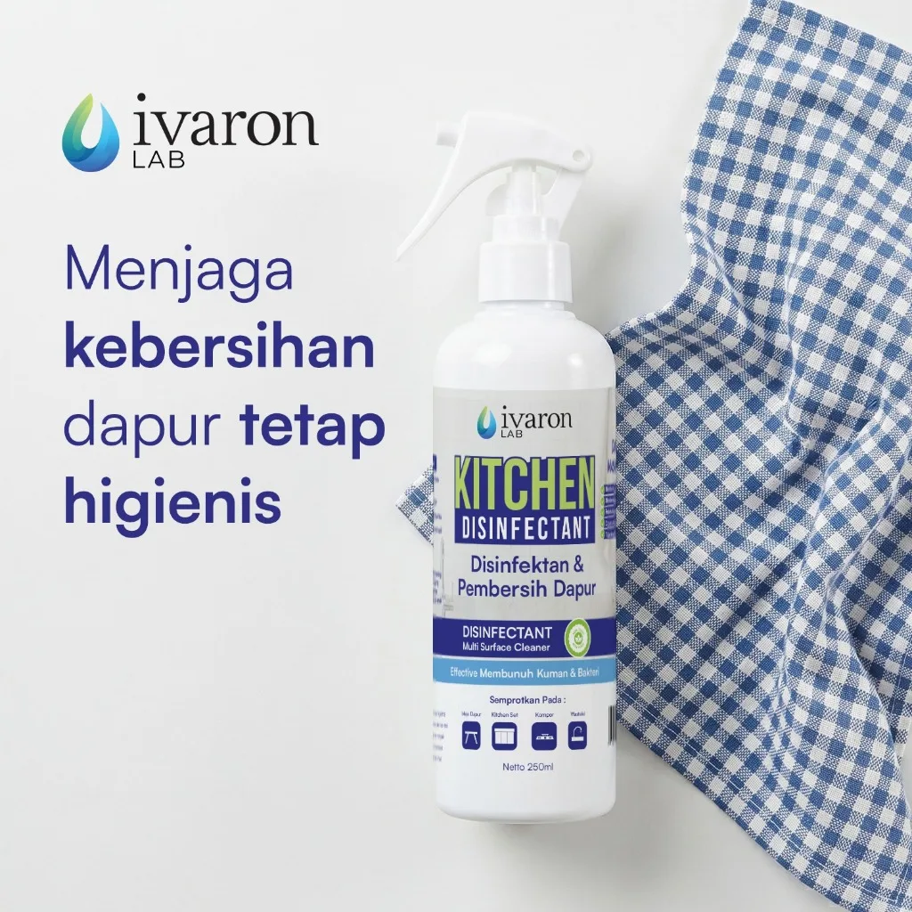 IVARON Kitchen Disinfectant 250ml Pembersih Dapur Anti Kuman Bakteri Ampuh Angkat Minyak Serbaguna