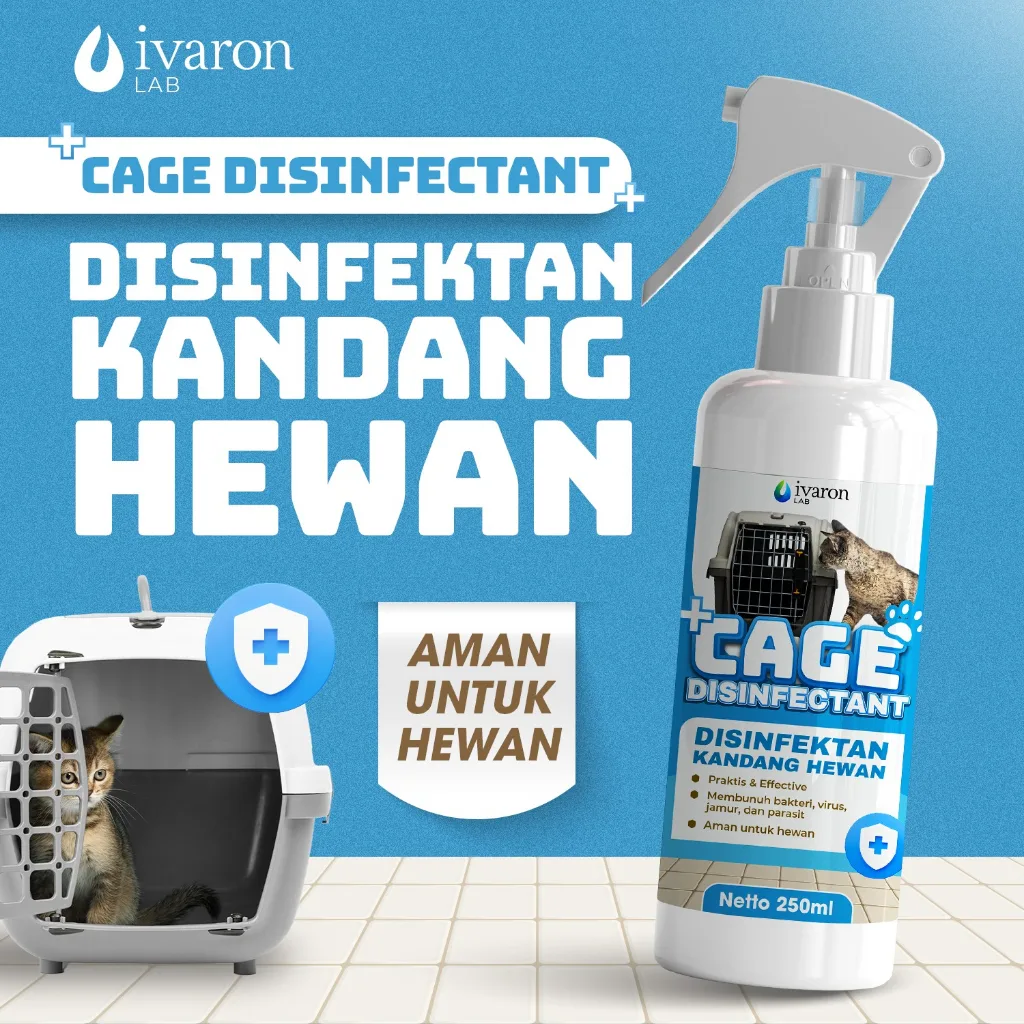 IVARON Paket Pet Odor Remover Disinfektan Kandang Spray 250ml + Refill 250ml Penghilang Bau Kotoran