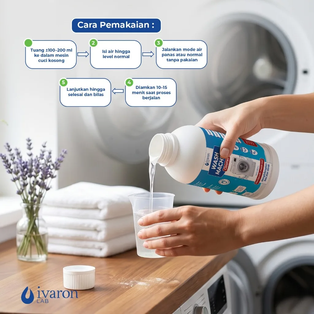 IVARON Wash Machine Cleaner Pembersih Mesin Cuci Cair 250ml Anti Bau Jamur Kotoran Tabung