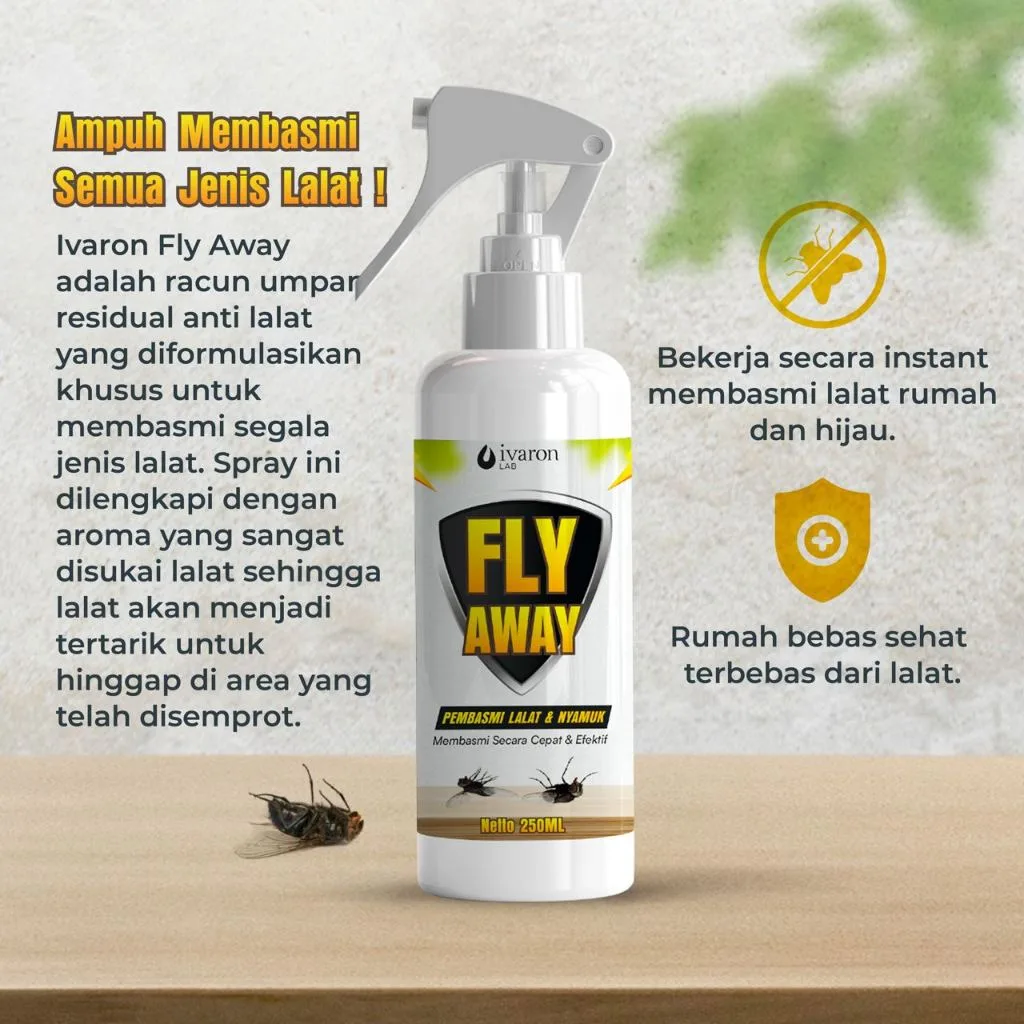 IVARON Racun Anti Lalat Obat Pengusir Pembasmi Pembunuh Dirumah Pembunuh Spray Fly Away