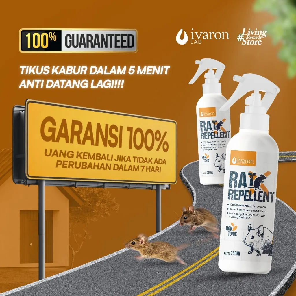 IVARON Paket Pengusir Tikus Rat Repellent Spray 250ml + Refill 250ml Pengusir Tikus Untuk Rumah dan Mobil