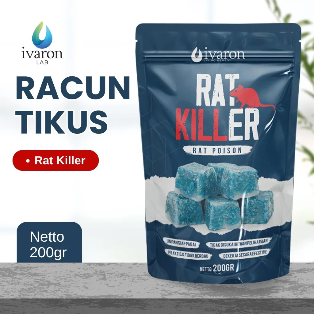 IVARON Racun Tikus Obat Pembasmi Rat Killer Mati Ditempat Umpan Kering Anti Hama Kebun & Rumah