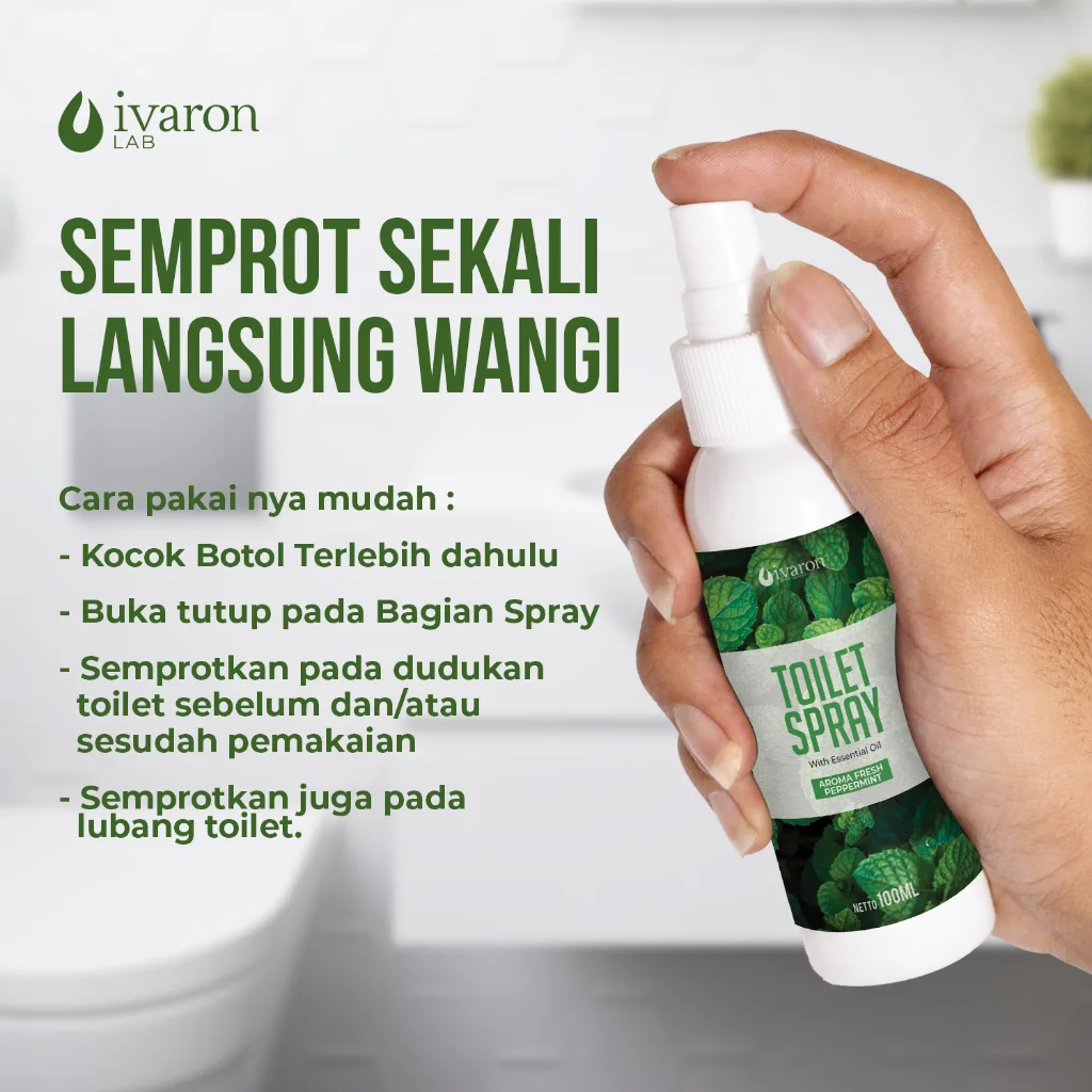 IVARON Toilet Spray Peppermint Penghilang Bau Toilet Kamar Mandi Anti Bakteri Wangi Segar 100ml