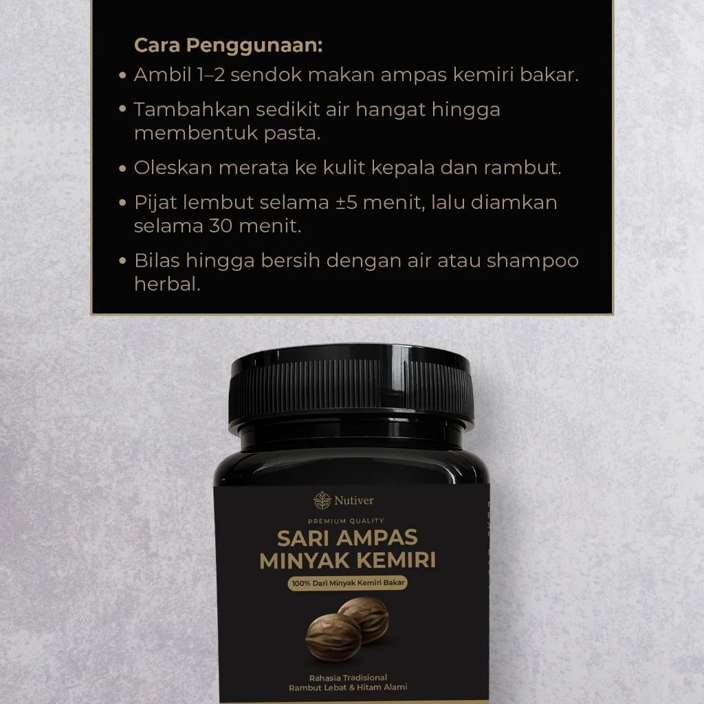 IVARON Ampas Minyak Kemiri Bakar Untuk Rambut Asli100%
