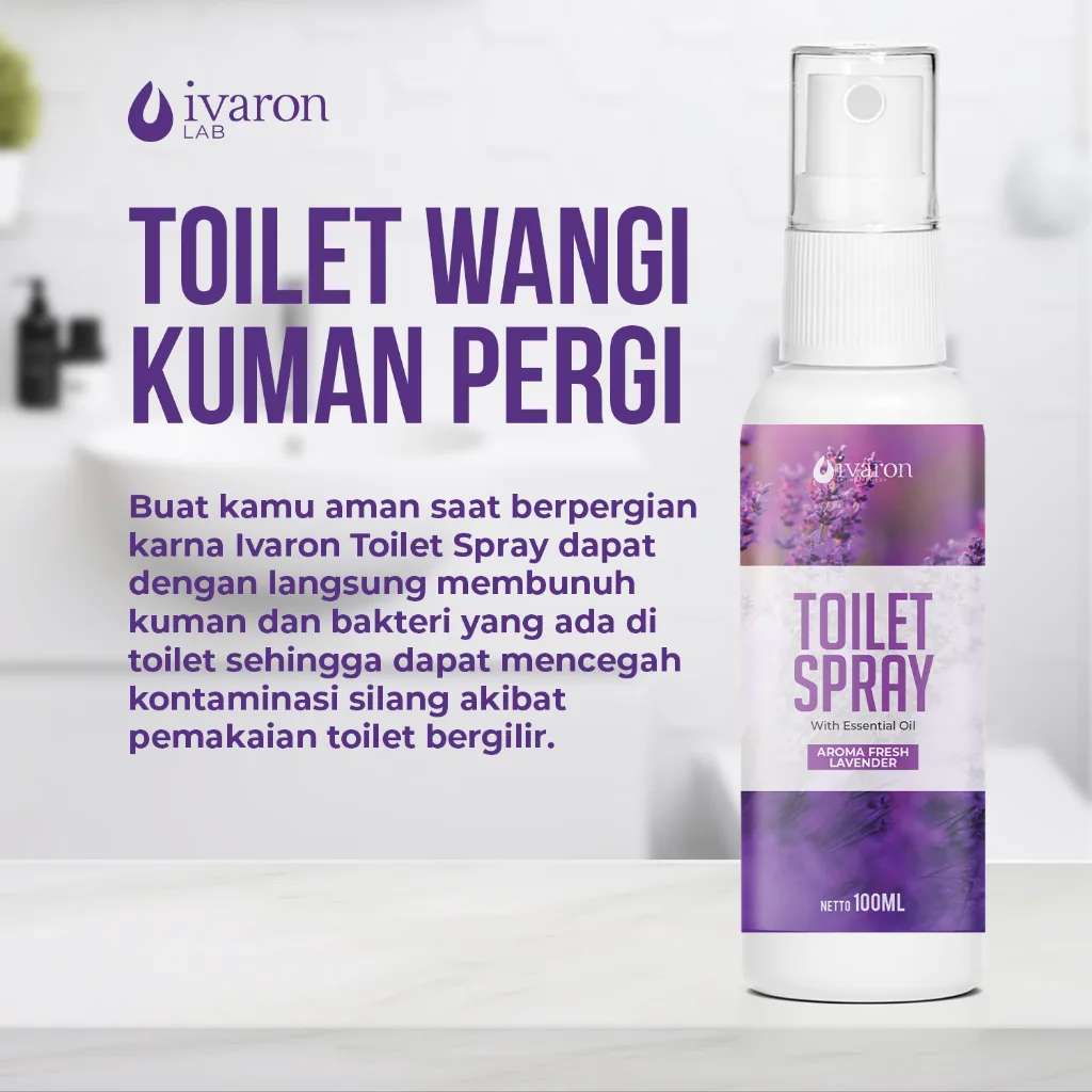 IVARON Toilet Spray Lavender Penghilang Bau Toilet Kamar Mandi Anti Bakteri Wangi Segar 100ml