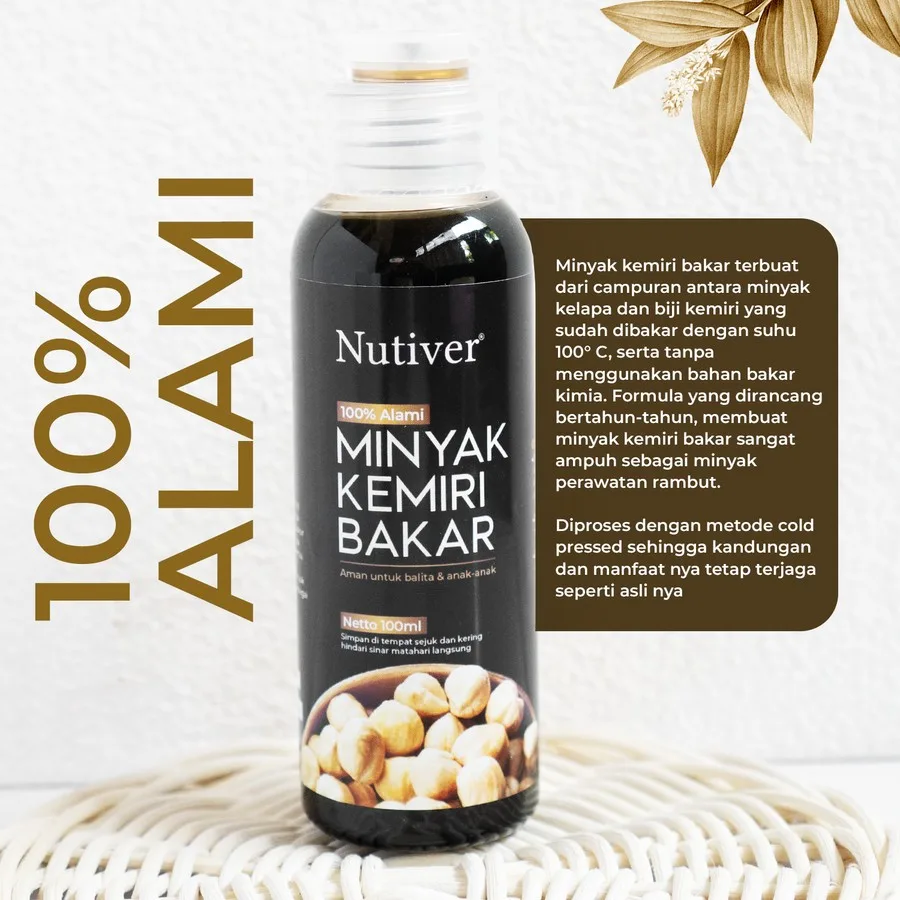 Minyak Kemiri Bakar Murni 100ml ORIGINAL 100% Penumbuh & Penghitam Rambut Alami ORGANIK