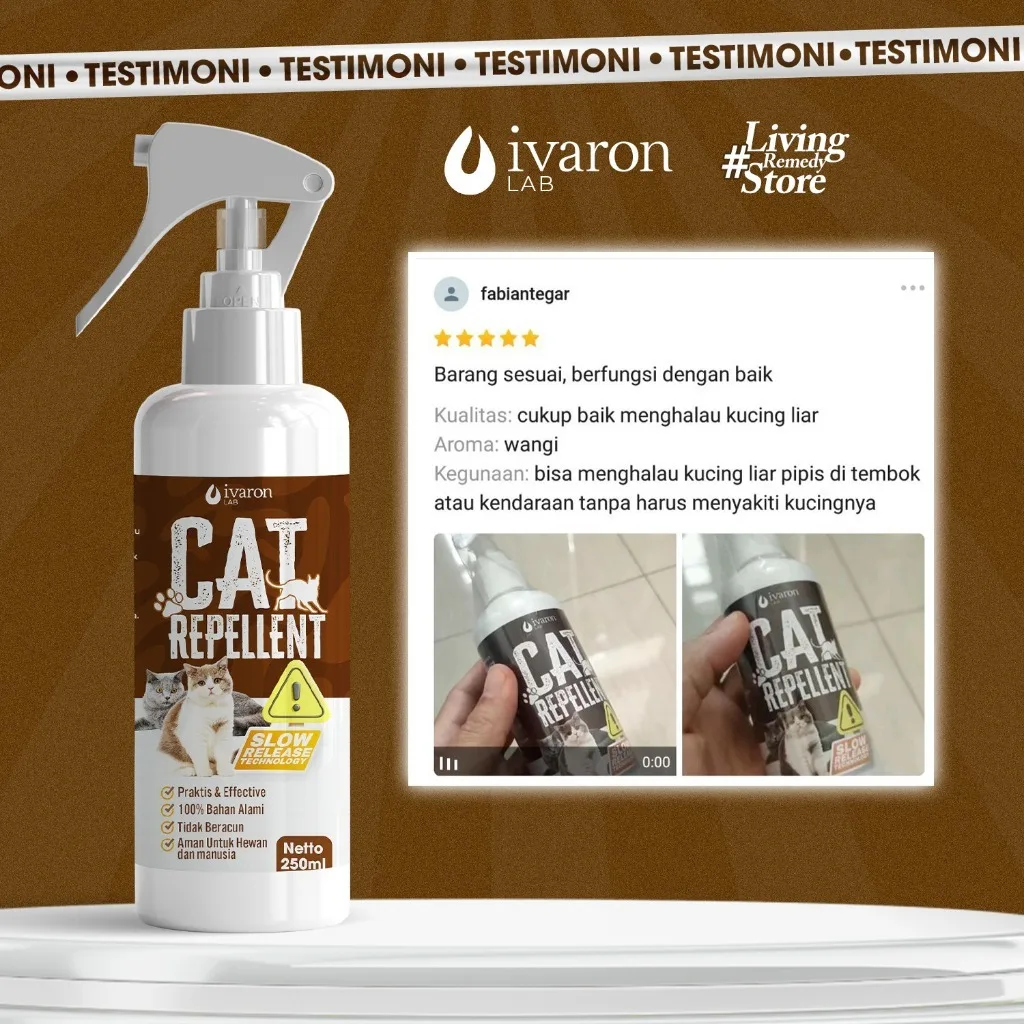 IVARON Paket Pengusir Kucing Cat Repellent Spray 250ml + Refill 250ml Semprotan Anti Kucing Ampuh