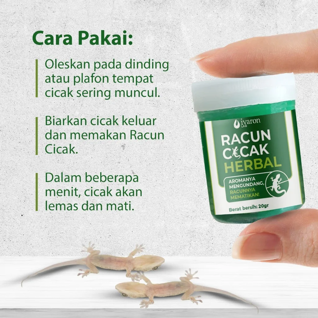 IVARON Racun Cicak Obat Racak Alat Pembasmi Pengusir Herbal Original Obt anti Lizago