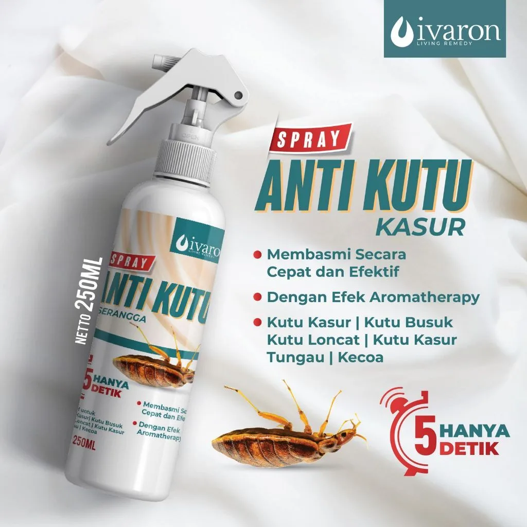 IVARON Paket Obat Pembasmi Kutu Kasur Spray 2250ml + 250ml Refill Semprotan Pembasmi Tungau Kasur