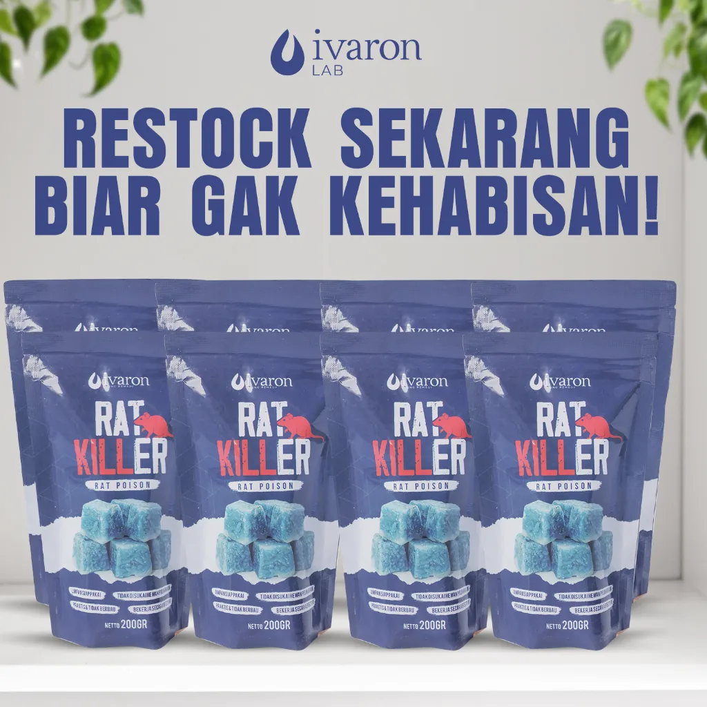 IVARON Racun Tikus Obat Pembasmi Rat Killer Mati Ditempat Umpan Kering Anti Hama Kebun & Rumah