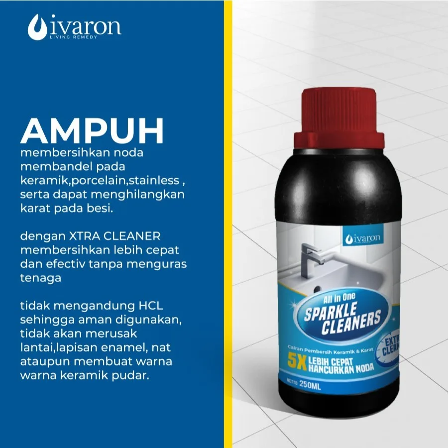 IVARON Pembersih Kerak Kamar Mandi / Cairan Penghilang Noda Toilet & Lantai Membandel - Free Kuas