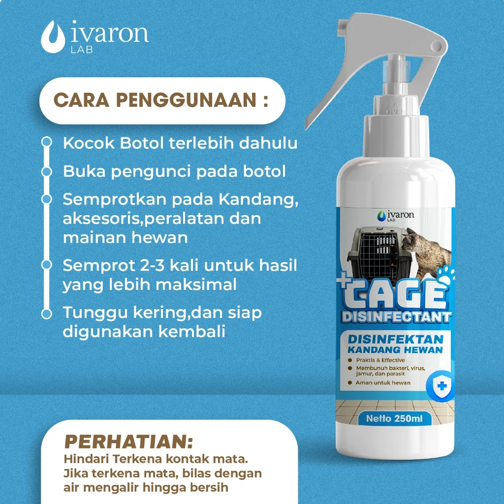 IVARON Disinfektan Kandang Kucing Anjing Penghilang Bau Kotoran Kucing Pet Cage Odor Remover Spray