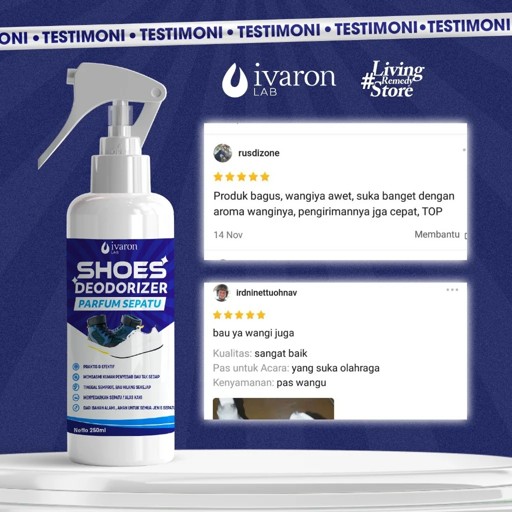 IVARON Parfum Sepatu Shoes Deodorizer Anti Bau Dan Bakteri Penghilang Kaki Pewangi Sepatu Foot Spray