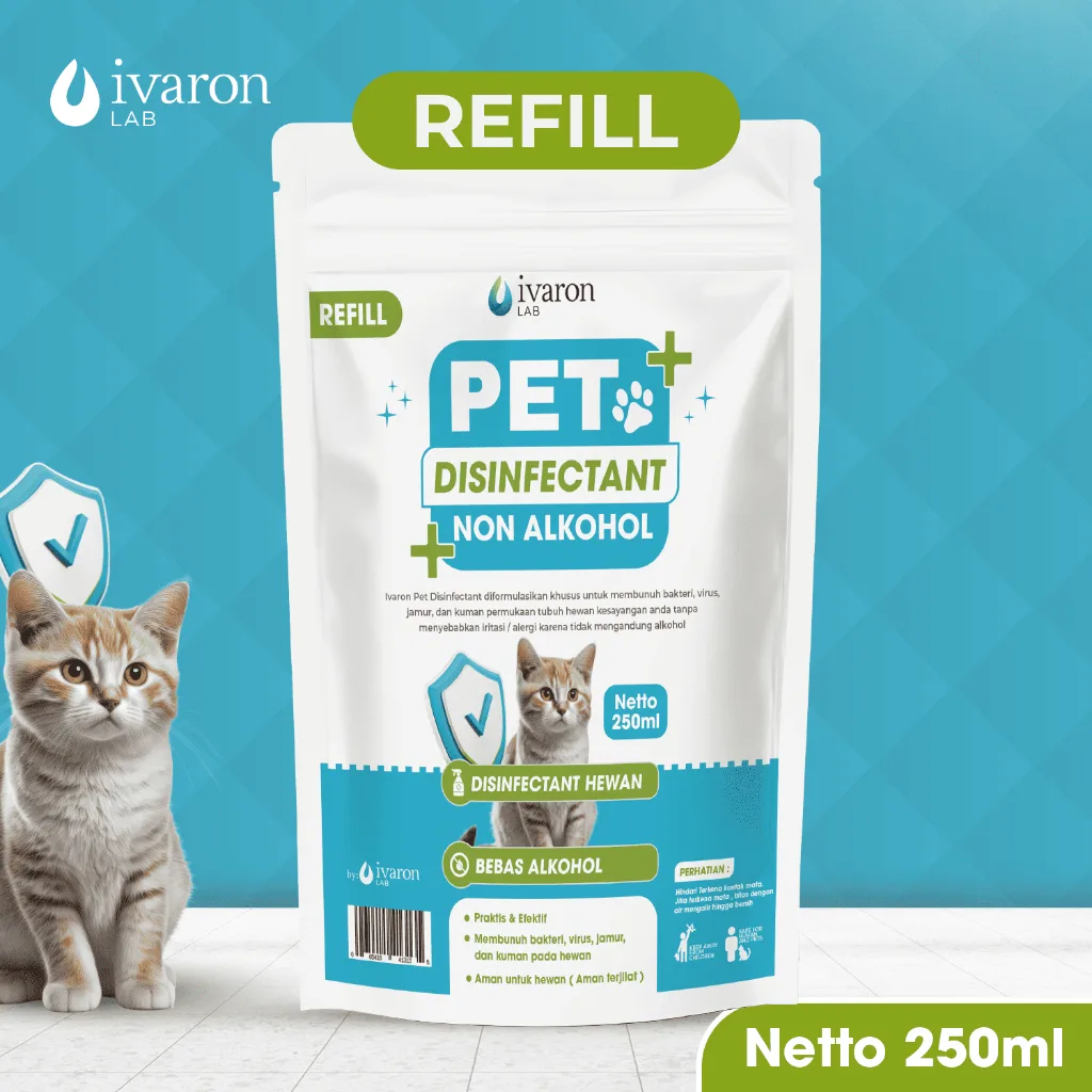 IVARON Paket Disinfektan Kucing & Anjing Aman Dijilat Basmi Virus & Bakteri Obat Kutu Kucing Kandang