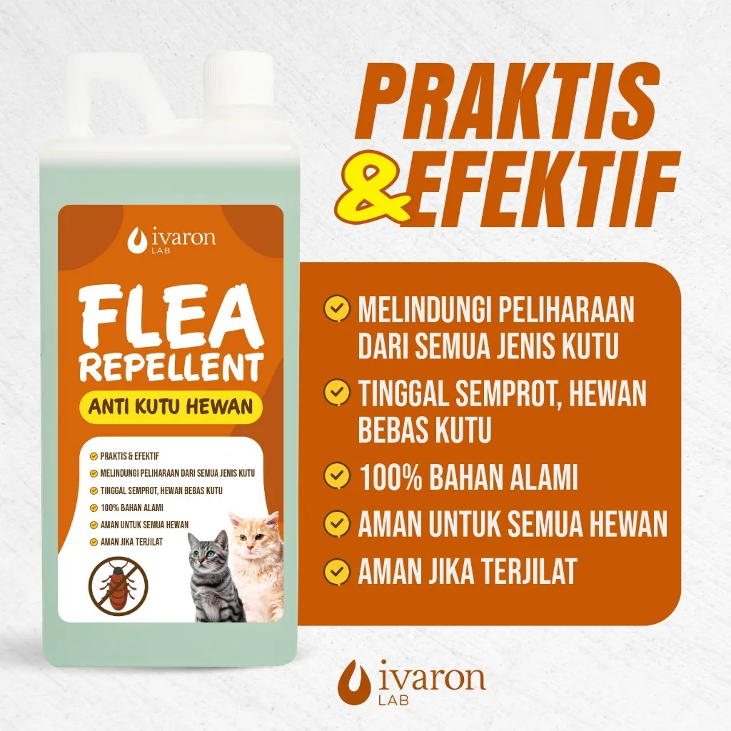 IVARON Obat Kutu Kucing 1L / Pembasmi & Pengusir Kutu Kucing Flea Reppelent Aman Terjilat