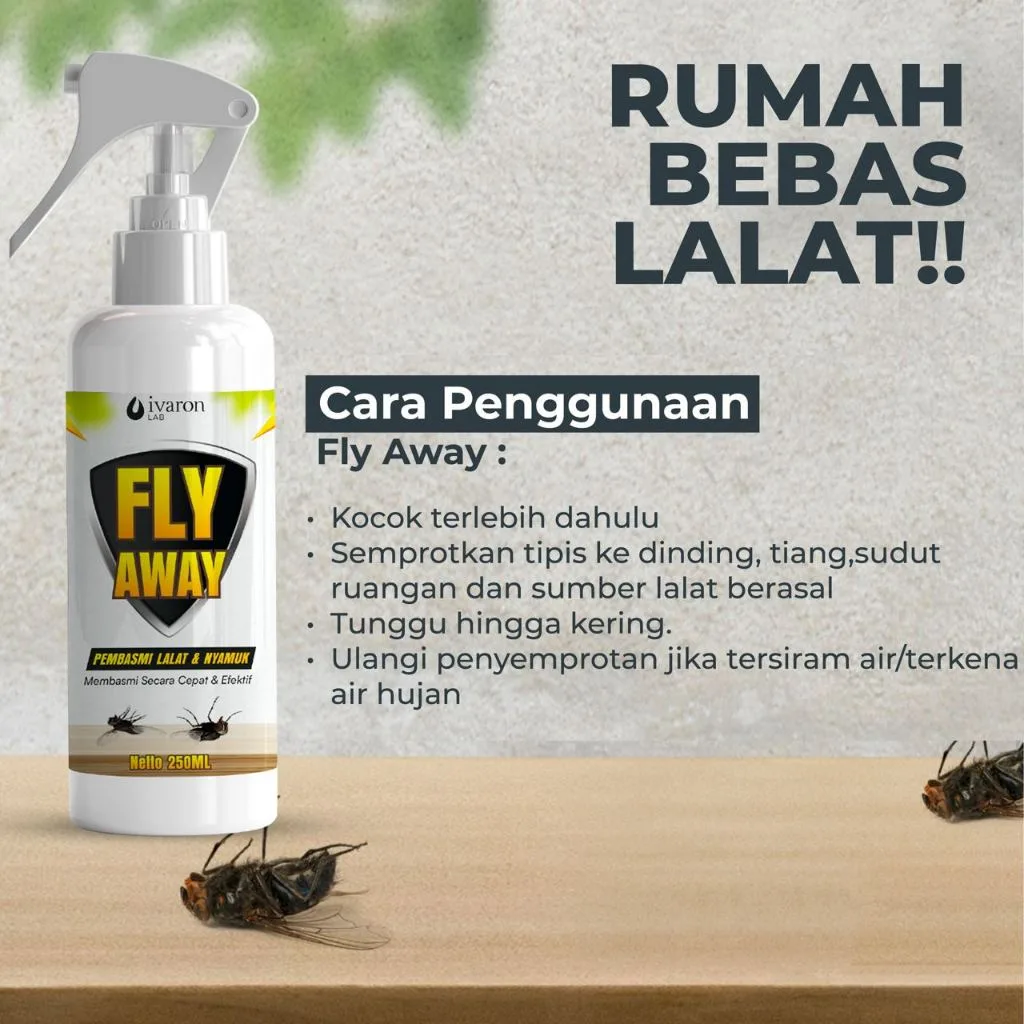 IVARON Racun Anti Lalat Obat Pengusir Pembasmi Pembunuh Dirumah Pembunuh Spray Fly Away