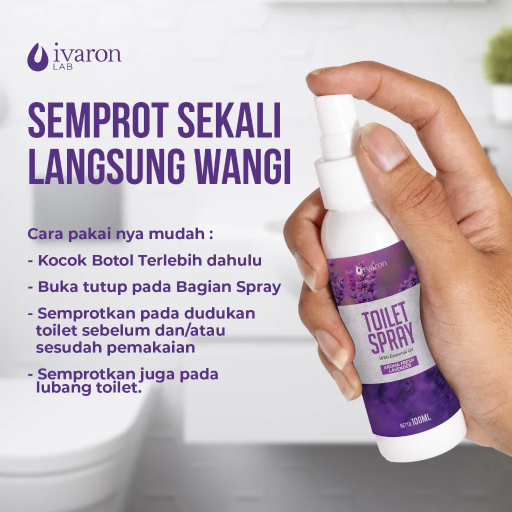 IVARON Toilet Spray Lavender Penghilang Bau Toilet Kamar Mandi Anti Bakteri Wangi Segar 100ml